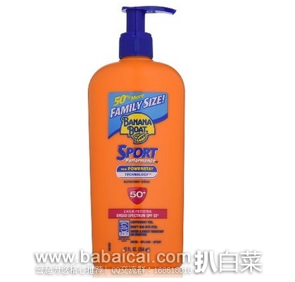 Banana Boat 香蕉船 Sport SPF 50 运动型防晒乳液家庭装350ml原价$12，现$9.94-1=新低$8.94