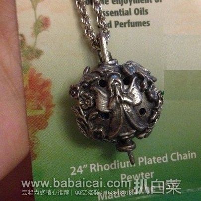 iHerb：Nature’s Alchemy 锡镀铑材质 天使造型精油项链原价$20，现$15.32，叠加2件9折+凑单95折+免费直邮，到手￥81