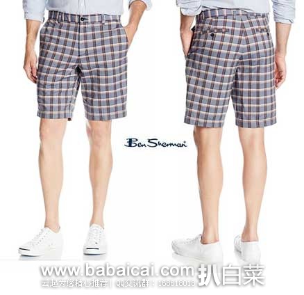 Ben Sherman 宾舍曼 Checked Tailored 男士纯棉格子休闲短裤 原价,现2.5折售价.36