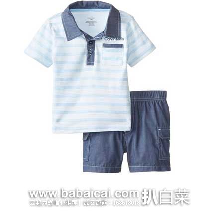 Calvin Klein 卡尔文.克莱恩 男童polo衫套装(原价$49.5，现3.4折$16.99)，公码8折后实付$13.59