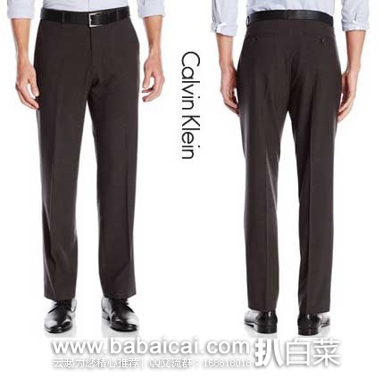 Calvin Klein Mini Check 男式莱卡宽松直筒正装长裤 原价$89.5，现2.7折售价$24.54
