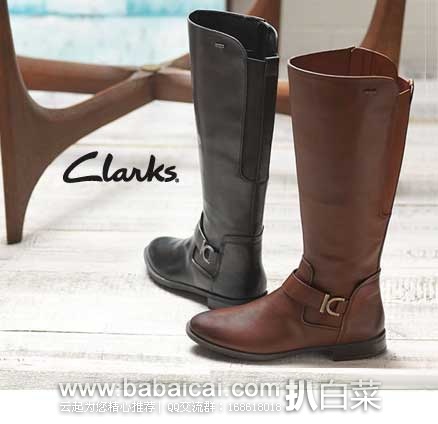 Clarks 其乐 Mint Treat GTX女式防水真皮长筒靴 原价$280，现3折售价$84