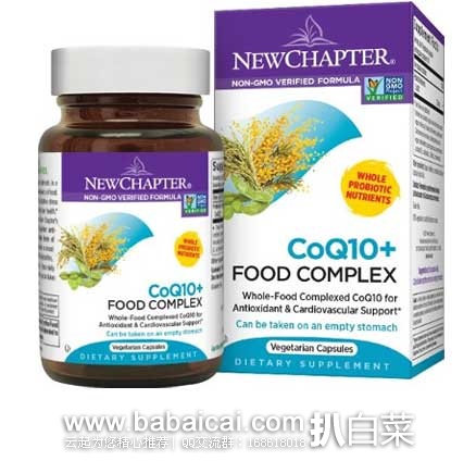 New Chapter 新章 CoQ 10+ 有机辅酶益生菌 60粒 原价.95,现4.3折售价.75