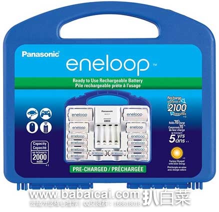 降价！Panasonic松下 eneloop 爱乐普 充电电池套装（含8节5号2节7号电池）原价$45，现$31.05，直邮到手￥229