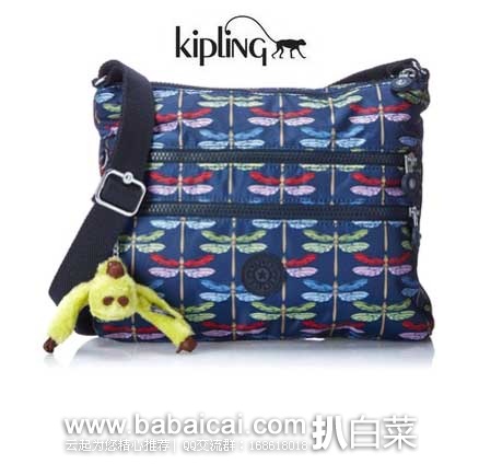 KIPLING 吉普林 女款 经典款蜻蜓印花大号斜挎包 原价,现4.1折售价.99