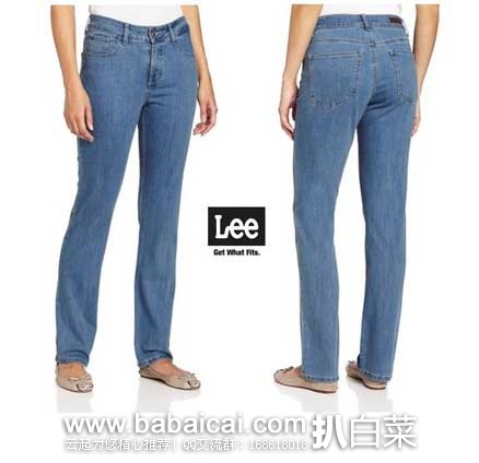 Lee 李牌  女款 纯棉修身直筒牛仔裤（原价$52，现4.2折$22.18），公码8折后实付$17.74