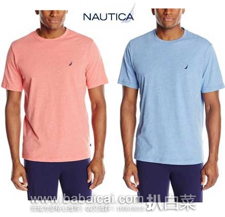 Nautica 诺帝卡 圆领短袖T恤衫(原价$30，现5.8折$17.59)，公码8折后实付$14