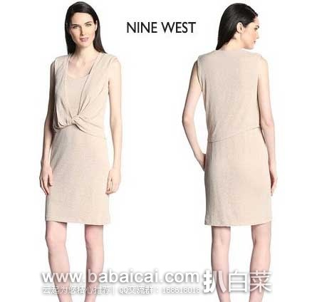 Nine West玖熙女士圆领无袖系结连衣裙 原价$98，现2.1折售价$20.8
