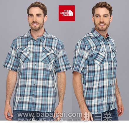 6PM：The North Face 乐斯菲斯 S/S Watchme 男式格纹速干短袖衬衫 原价$60，现4.1折售价$24.99