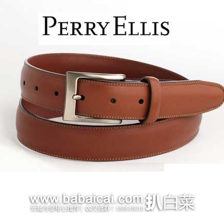 Perry Ellis 派瑞•艾磊仕 Timothy 男式真皮皮带(原价.5,现3.8折.99),公码8折后实付.79