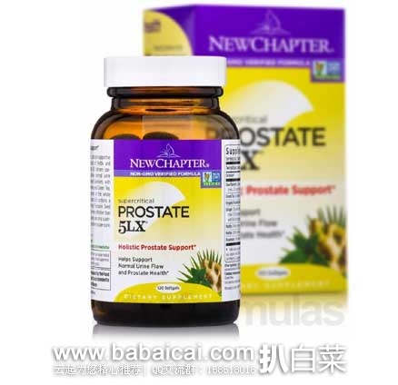 New Chapter 新章 Prostate 5LX前列腺保健顶级配方胶囊120粒（原价$51.95，现4.7折$26.49），优惠券折后实付$24.49