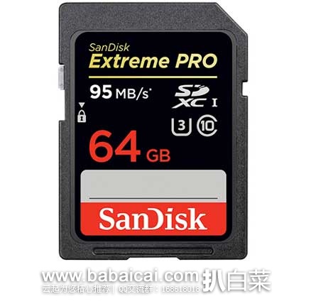 SanDisk 闪迪 Extreme PRO SD存储卡 64GB 原价$80，现历史低价$48.17，直邮无税