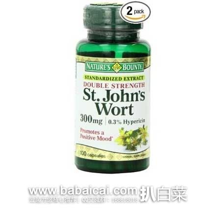 Nature’s Bounty 2倍圣约翰草精华软胶囊100粒*2瓶（原价$25.08，现5.2折$13.02）,激活优惠券折后$12.02