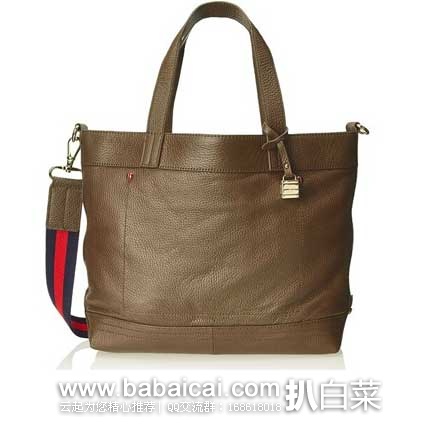 Tommy Hilfiger 汤米希尔费格  女士简约真皮手提包 原价$228，现3.2折售价$60.19