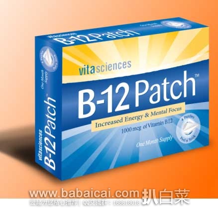 Vita Sciences 维生素B-12 补丁贴*4张 原价$24.95，现4.7折售价$11.66