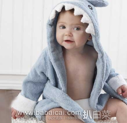 Baby Aspen 动物造型儿童连帽浴袍 小小鲨鱼款 原价$38，现5.8折售价$22.2