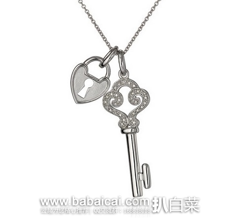 Sterling Silver 925银 钻石心锁项链  原价$100，现$44.54，用券5折新低$22.27，直邮无税，运费仅$2.03