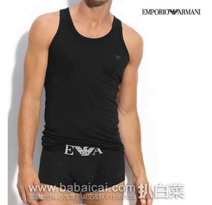 Emporio Armani 安普里奥·阿玛尼 男士纯棉背心3件装 (原价$39.5，现5.8折$23.19) ，公码8折后实付$18.55