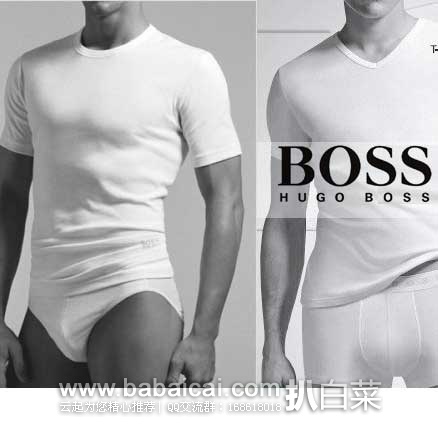 HUGO BOSS 雨果博斯 男式 纯棉V领T恤*3条装  原价$37，现售价$18.89