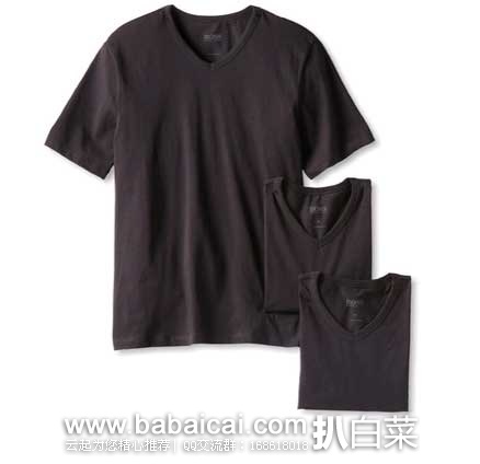 HUGO BOSS 雨果博斯 BLACK黑标系列 男士纯棉T恤 （3件装） 原价$37，现$25.5，到手约￥53/件