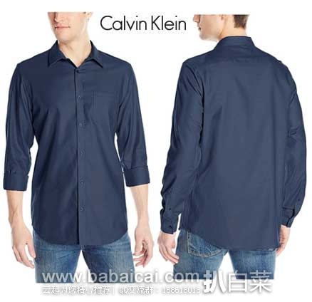 Calvin Klein 男士 纯棉凉爽长袖衬衫（原价$58，现4.5折$26.39） ，公码8折后实付$21.11