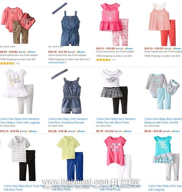 新的一波童装来袭！！大量Calvin Klein 男女婴童春夏套装$10左右， 可直邮!