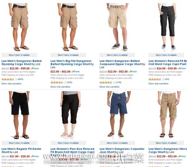 现美亚大量LEE牌 男女、儿童牛仔裤特卖5折左右,无需优惠代码!!