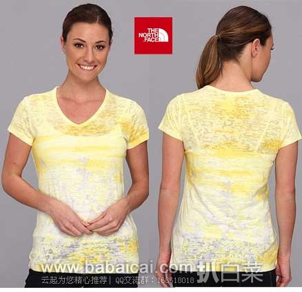 6PM：The North Face 乐斯菲斯 女士 Bloom Burnout弹力V领T恤 原价$40，现4折售价$16