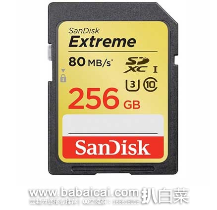 SanDisk 闪迪 Extreme 256GB U3/UHS-I SD存储卡 原价$129.99，现7.8折售价$101.45