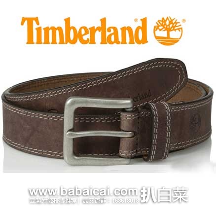 Timberland 天木兰  男式 真皮简约复古风格皮带(原价$55，现3.3折$18.13)，公码8折后实付$14.5