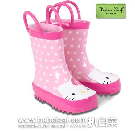 Western Chief 女宝 Hello Kitty 时尚雨靴 粉色款 (原价.95,现售价.2),公码8折后仅需.76