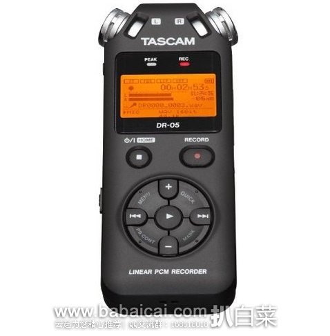 TASCAM DR-05 专业级录音笔带耳机原价$180，现特价$69.99，到手约￥470