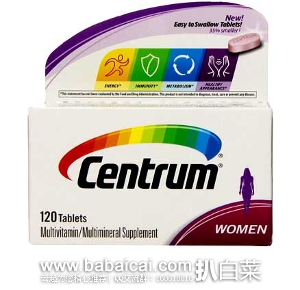 Centrum善存 50岁以下 女性复合维生素片120粒 原价.84,现售价.68