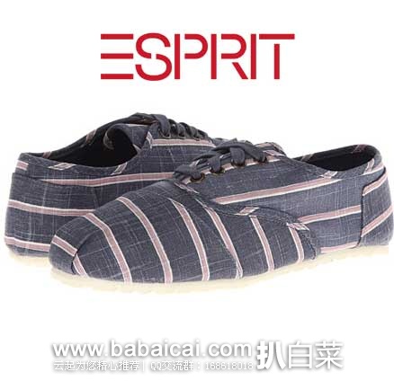 6PM：Esprit 埃斯普利特 Match-E蓝色条纹时尚女鞋 原价$49.99，现2.5折售价$12.5
