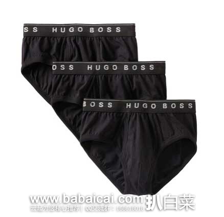 HUGO BOSS 男士纯棉内裤3条装 原价$30，现历史新低$16.79，直邮含税到手￥48/条，国内一条￥200左右