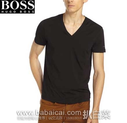 BOSS HUGO BOSS 基本款男士V领打底T恤  原价$42，现4.6折售价$19.53