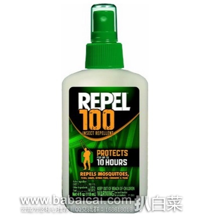 销量第一，Repel 100 户外强效驱蚊水118ml特价$7.97，直邮无税