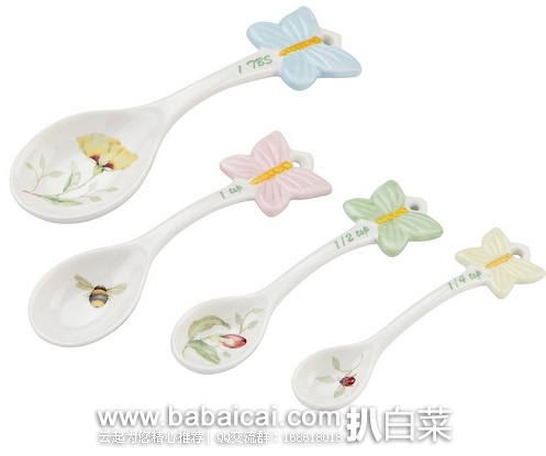 Lenox 莱诺克斯 Butterfly 蝴蝶图案羹勺*4只装 原价$30,现$19.95,直邮无税,运费$2.85,到手¥35/只