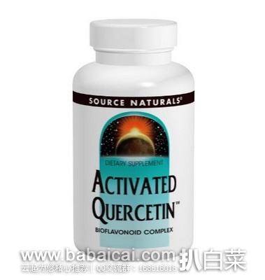 Source Naturals 源美 活性槲皮素胶囊 200粒 原价$87,现特价$28.32,减$5+S&S后$21.9,到手约¥155
