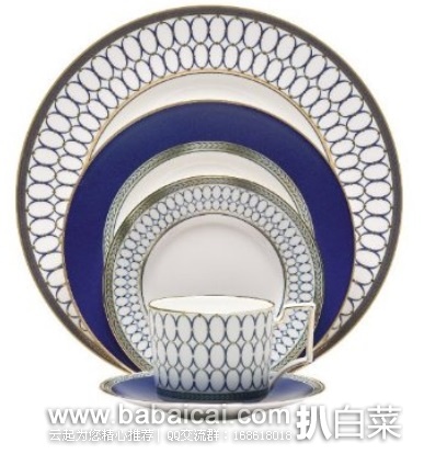 英国顶级骨瓷品牌 Wedgwood 文艺复兴 金边餐具五件套 原价$230,现$97.74