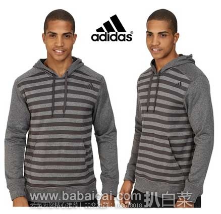 6PM:Adidas 阿迪达斯 Ultimate Striped 男士 经典休闲款连帽卫衣 原价,现3.3折售价.48