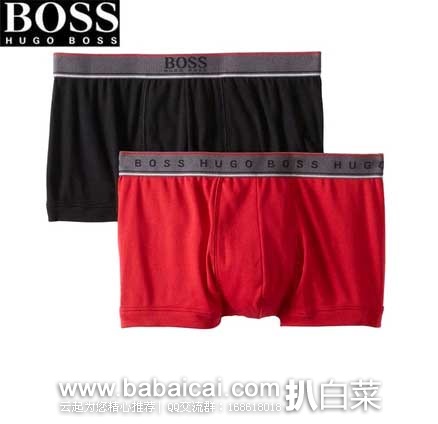 HUGO BOSS 雨果博斯 男士 纯棉 平角内裤（2条装） 原价$42，现4折售价$16.7