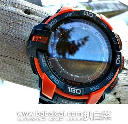 CASIO 卡西欧  PRG-270-4CR 三重感应 太阳能登山表（反显）原价0，现5.7折售价1.99，史低