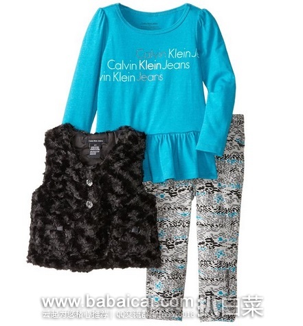 Calvin Klein 女童三件套套装原价$80,现$16.77,公码7折新低$11.74,到手¥99
