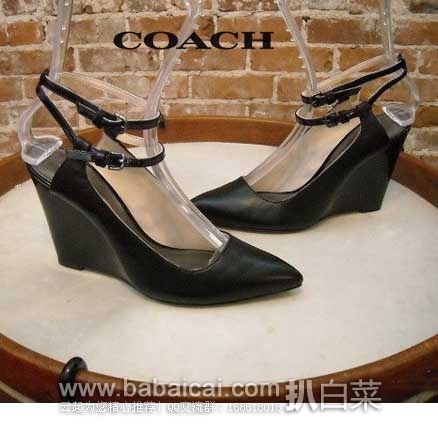 6PM:COACH 蔻驰 女士 真皮坡跟尖头高跟鞋 原价5,现3.7折售价.99