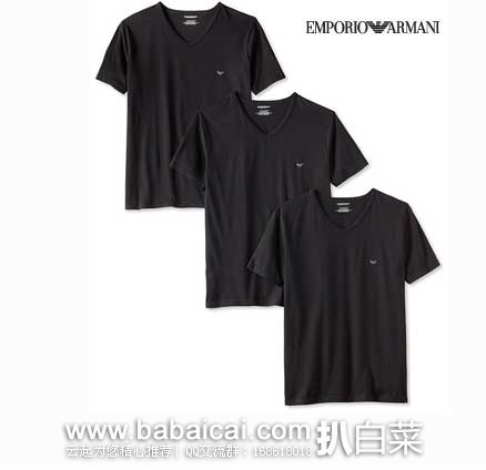 Emporio Armani 阿玛尼男士 V领纯棉T恤 3件装 原价.5,现5.3折售价