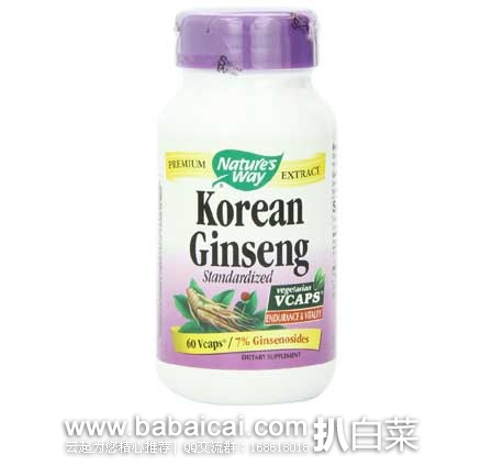 Nature's Way Korean Ginseng 韩国高丽参提取片 60粒 原价.99,吸纳60粒5.5折售价.24