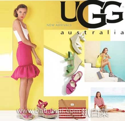 6PM:UGG Jackilyn系列 女士 真皮黄麻坡跟凉鞋 原价0,现2.5折价.99