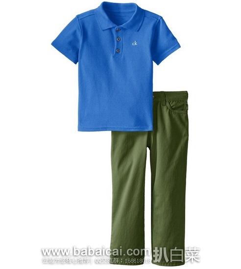 Calvin Klein 男童夏季 POLO衫套装  原价$49.5，现$13.78，直邮无税，运费$4.19，到手￥115