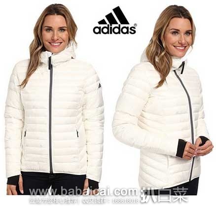 6PM：Adidas 阿迪达斯 Outdoor Hiking 女款  户外连帽套头超轻羽绒服  原价$225，现3.9折售价$89.99